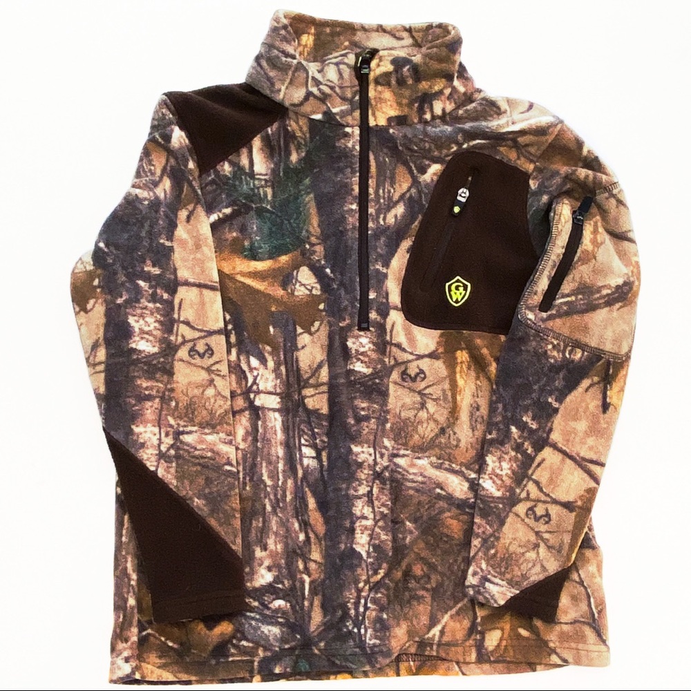 NWOT boys fleece camo half zip